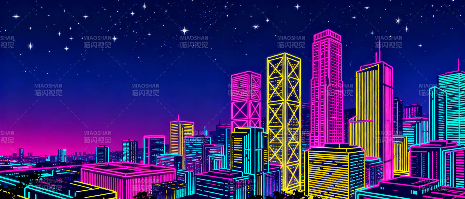 霓虹都市夜景图片