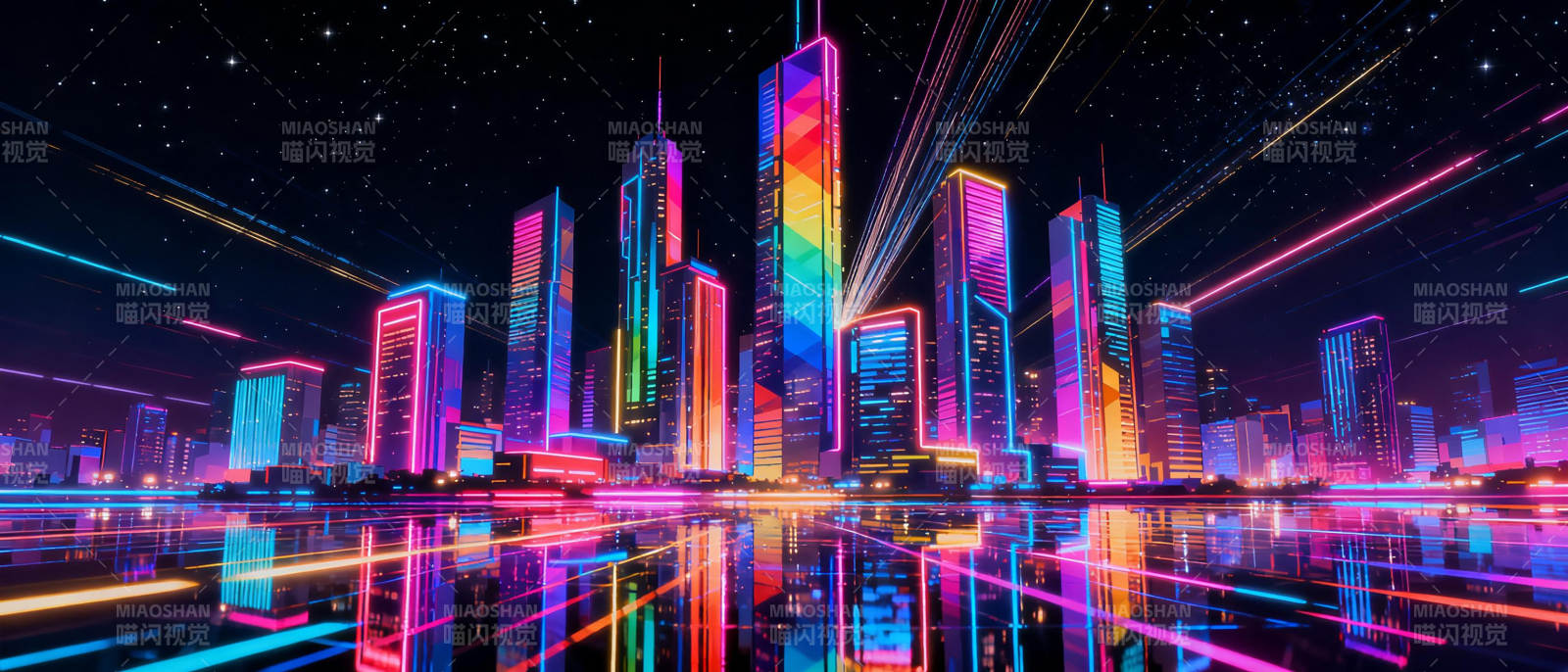 霓虹都市夜景图片
