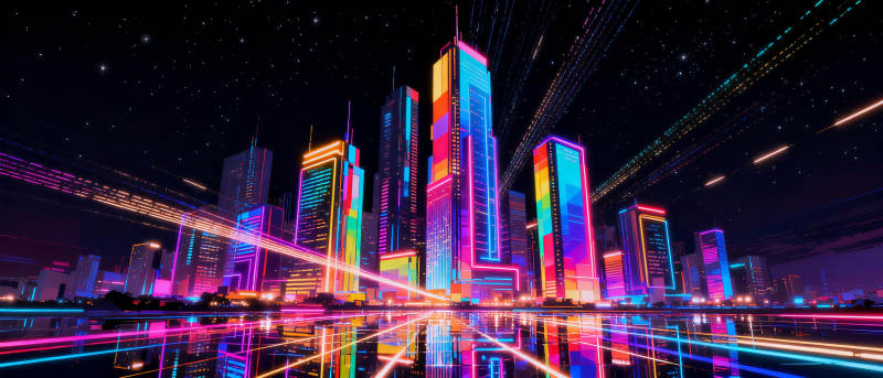 霓虹都市夜景图片