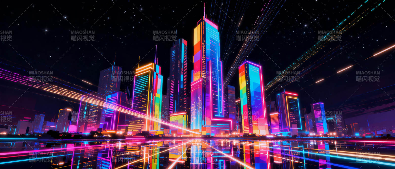 霓虹都市夜景图片