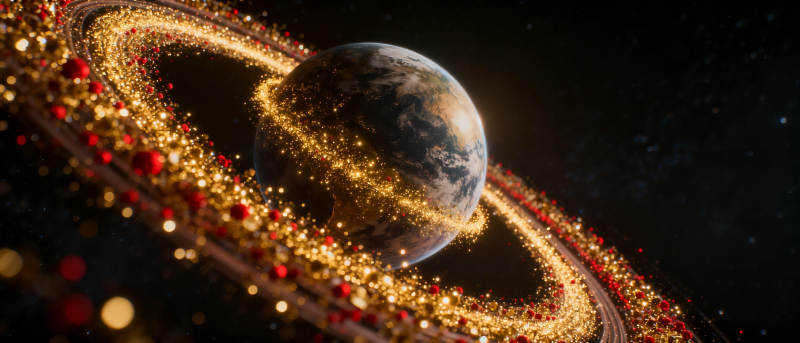 璀璨星环地球图片