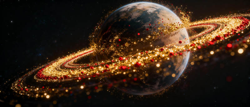 璀璨星环星球图片