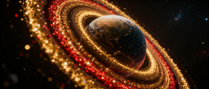 璀璨星环地球图片