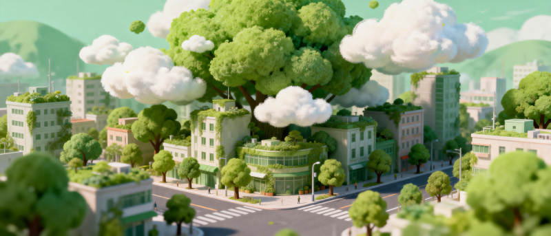 绿意盎然的城市图片