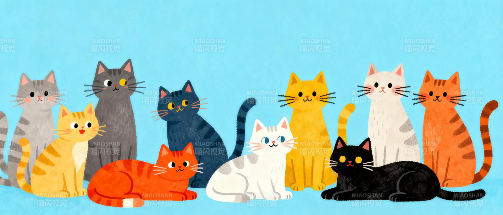 七只猫咪的聚会图片