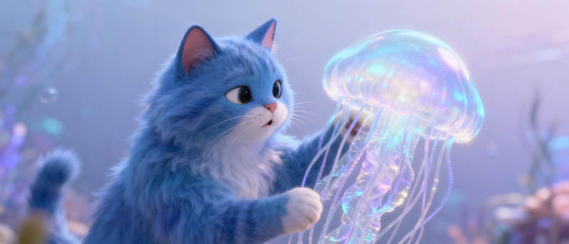 蓝猫与水母共舞图片