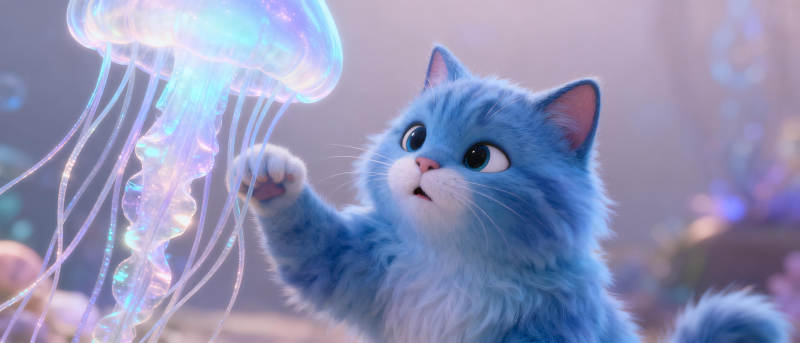蓝猫触碰水母图片