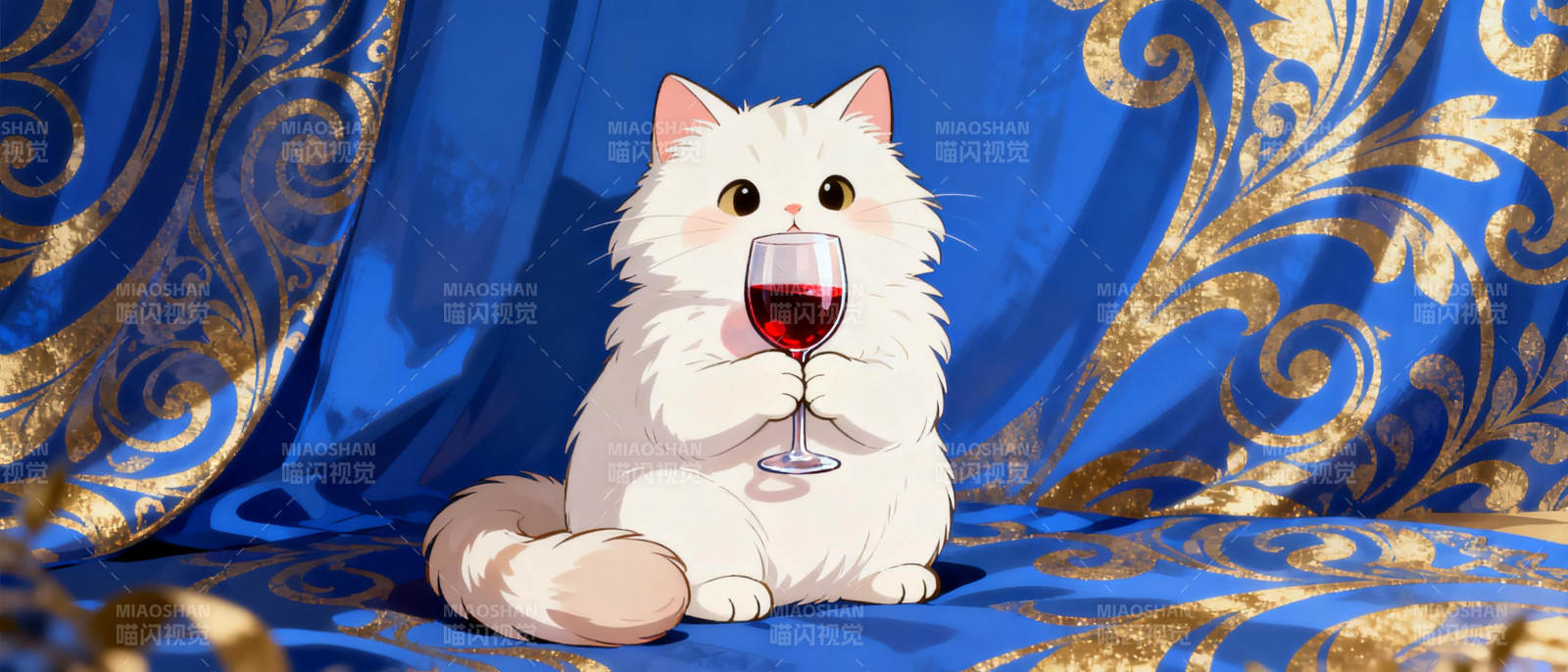 白猫品红酒图片