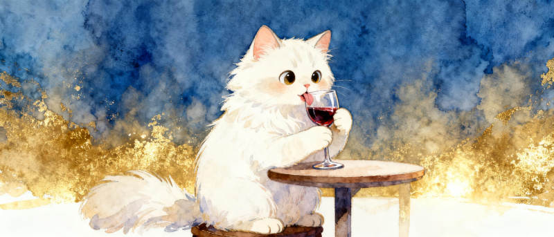 白猫品酒图片