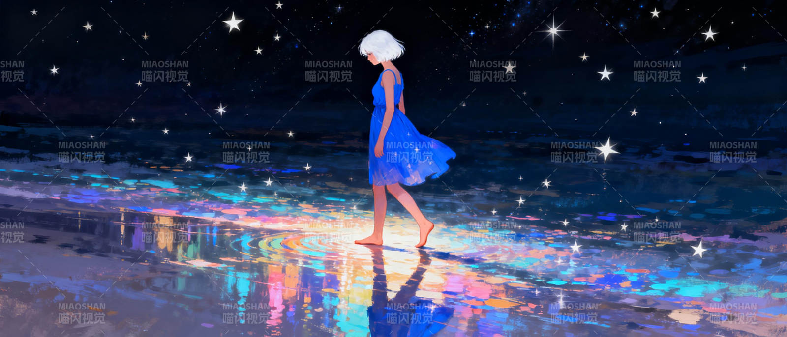 星夜海滩梦影图片