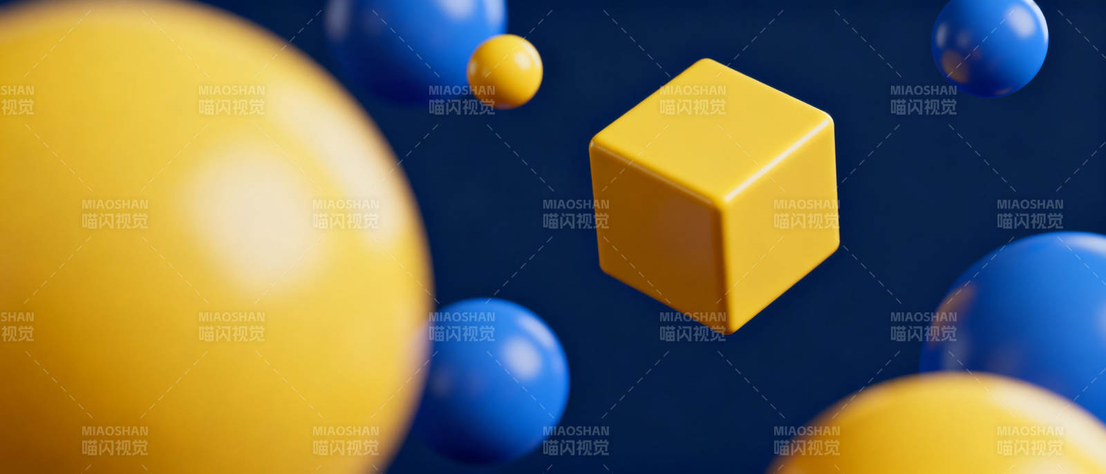 黄蓝球与立方体图片