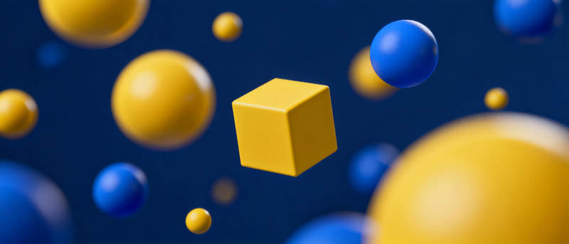 黄蓝球与立方体图片