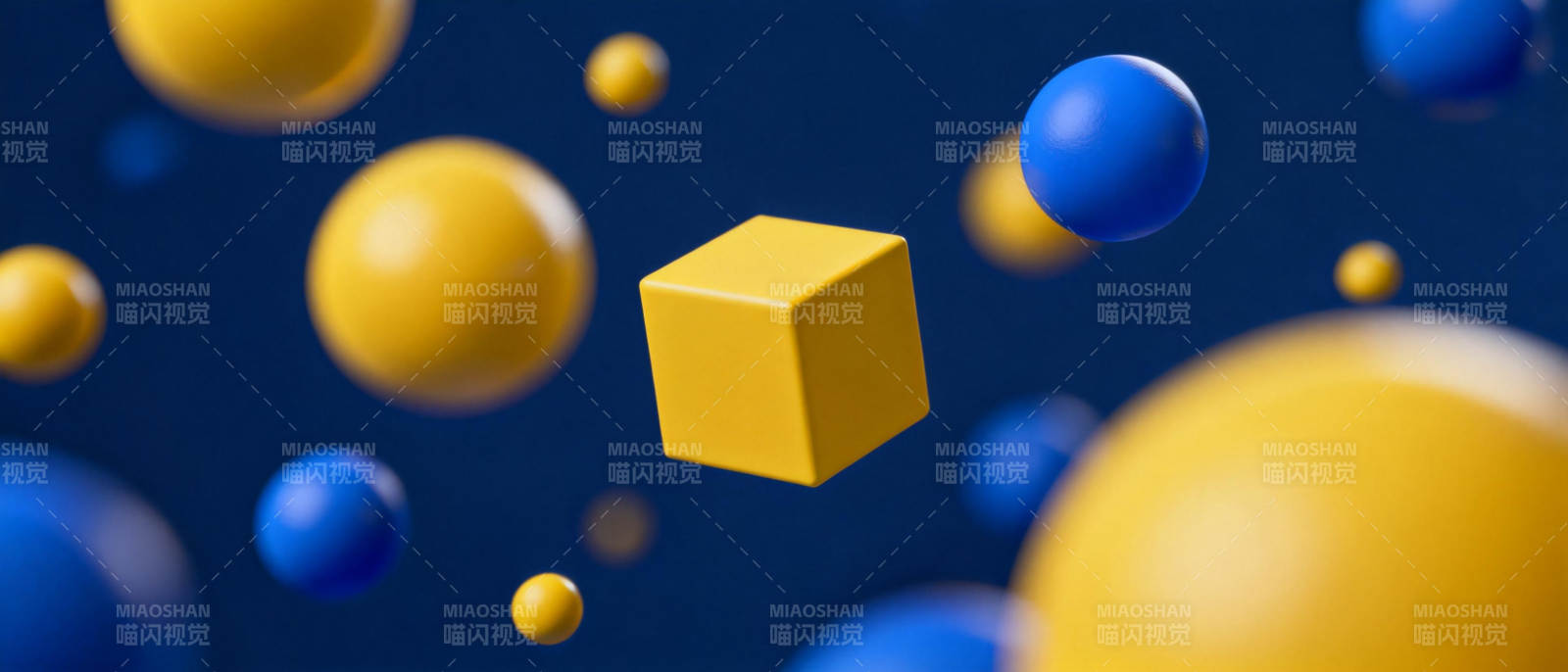 黄蓝球与立方体图片