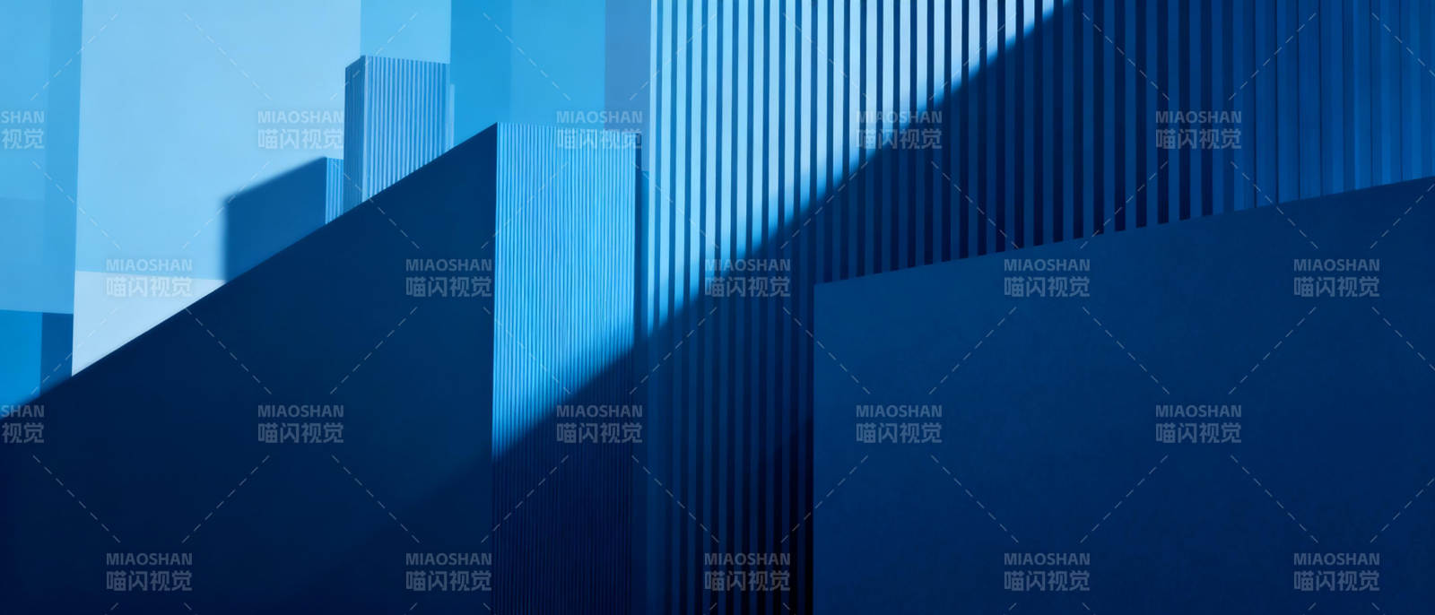 蓝色建筑剪影图片