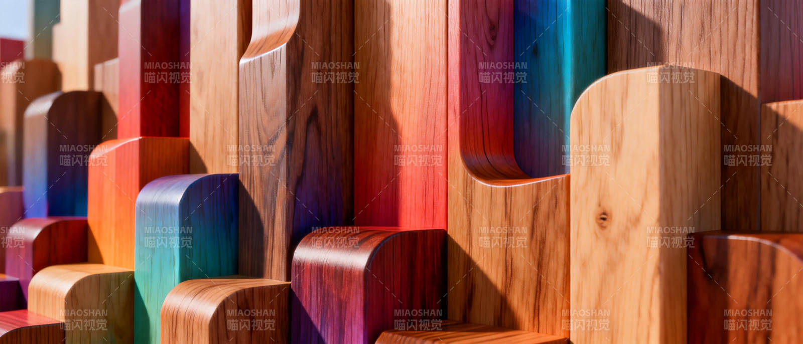 多彩木块艺术图片