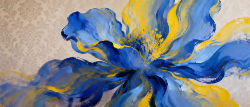 蓝黄花绽放图片