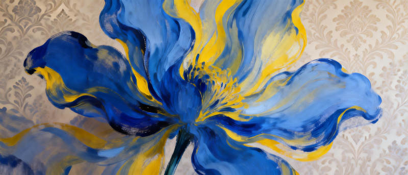 蓝黄花绽放图片