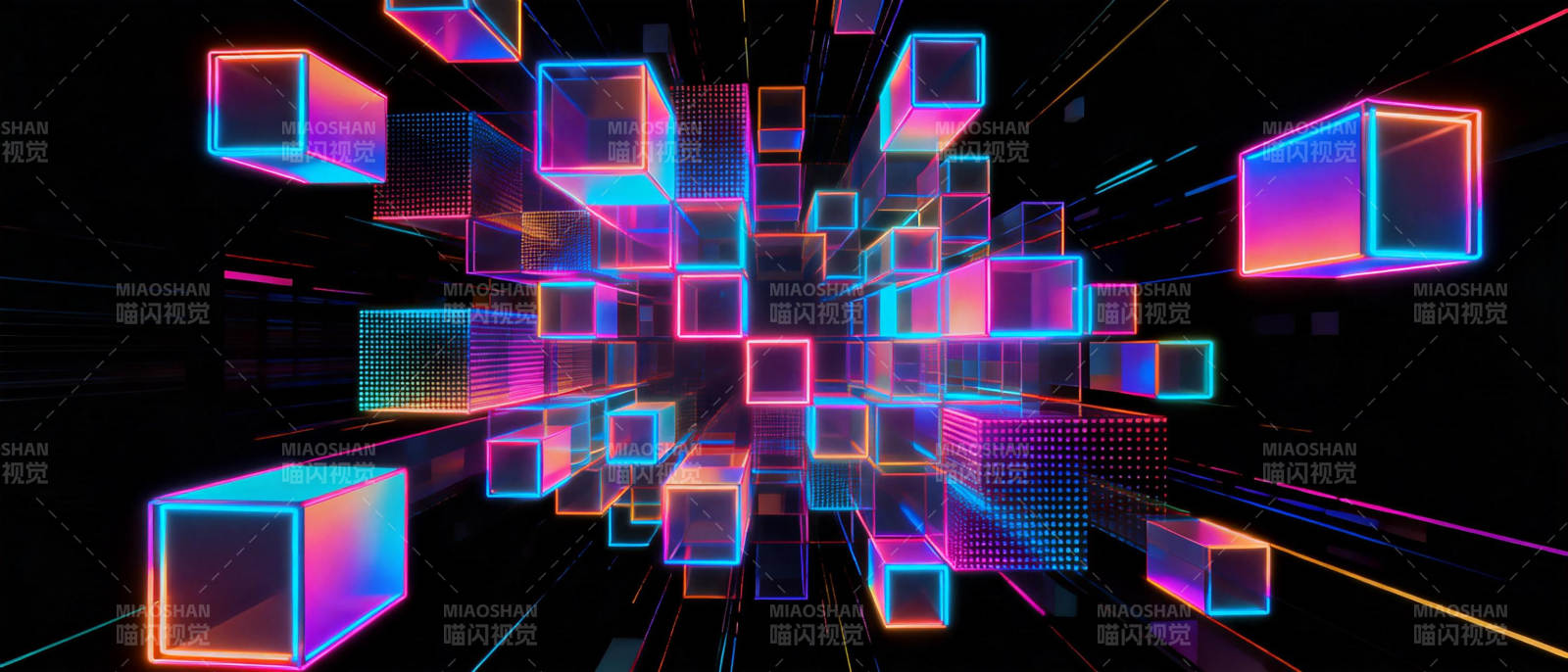 霓虹立方体空间图片