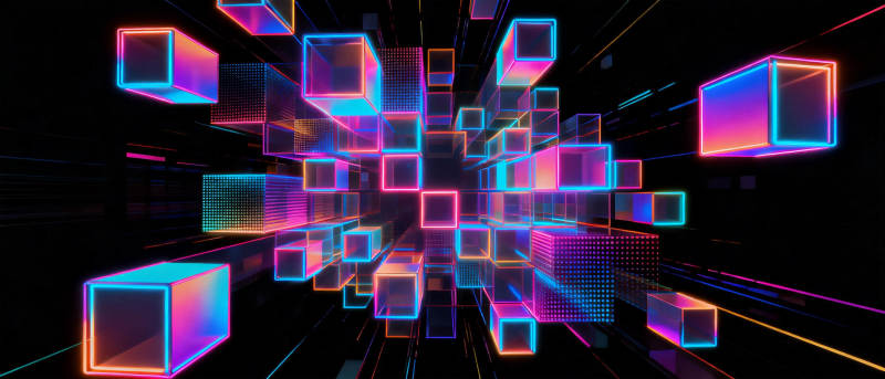 霓虹立方体空间图片