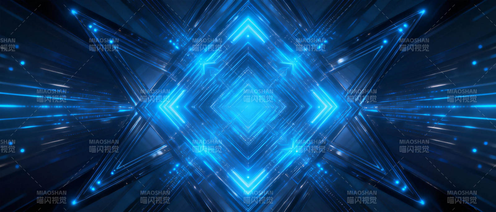 蓝色光效几何图案图片