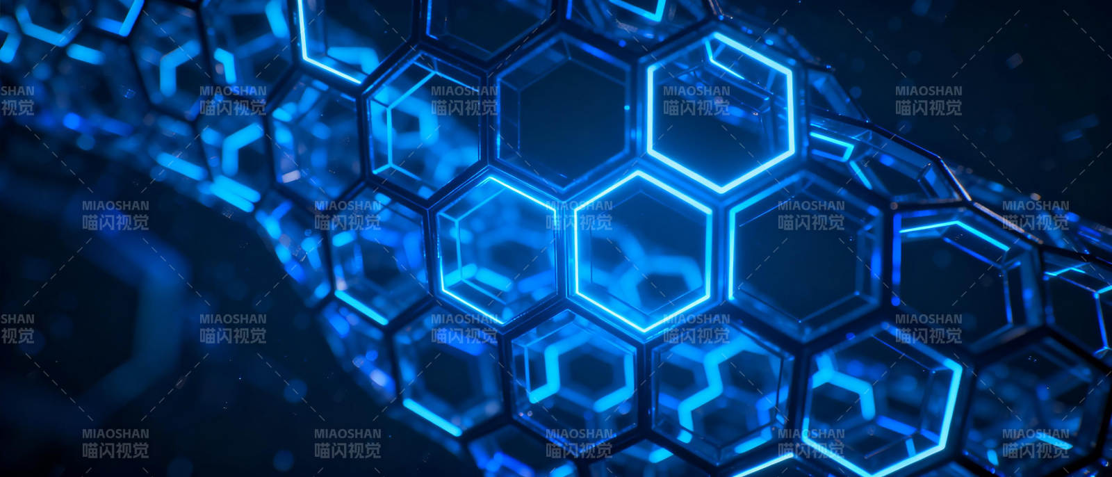 蓝色六边形科技网图片