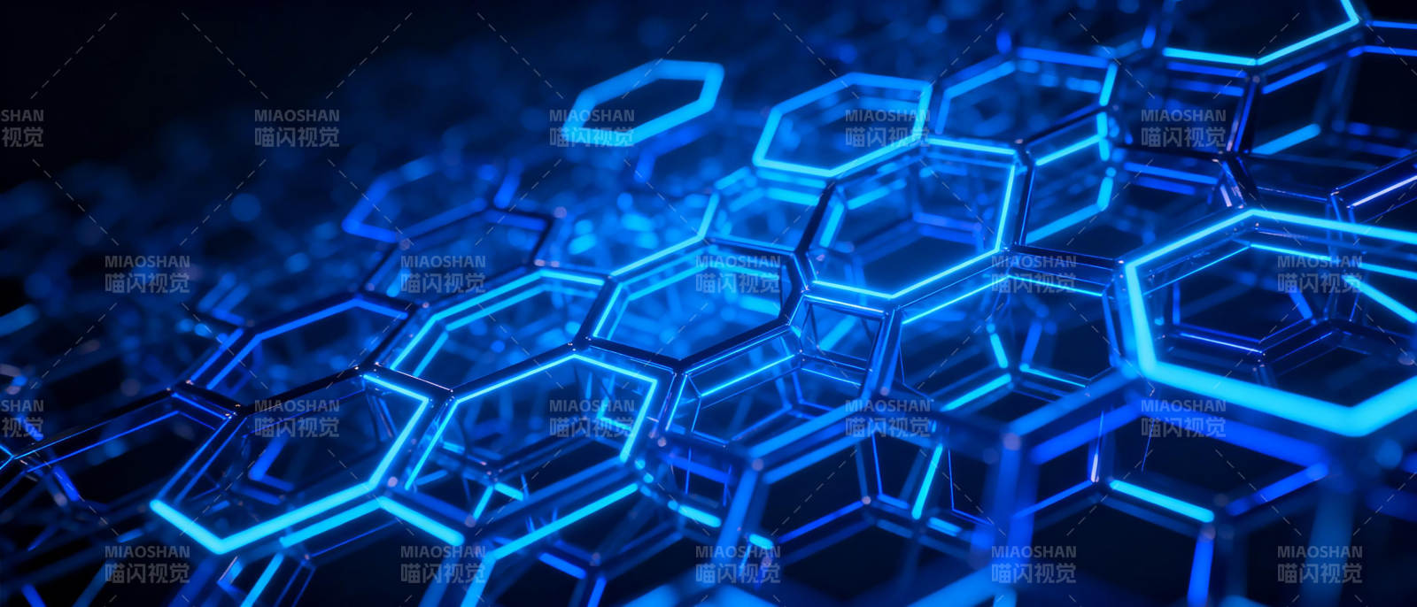 蓝色六边形科技网图片