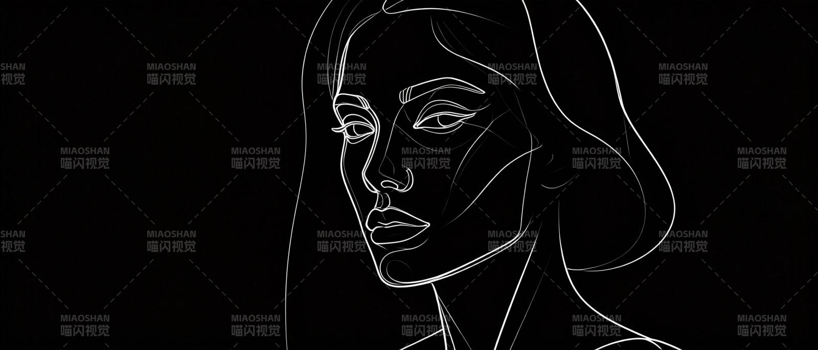 线条美人侧影图片