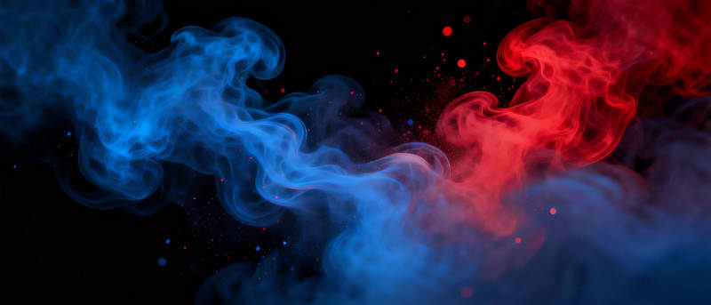 蓝红烟雾交织图片