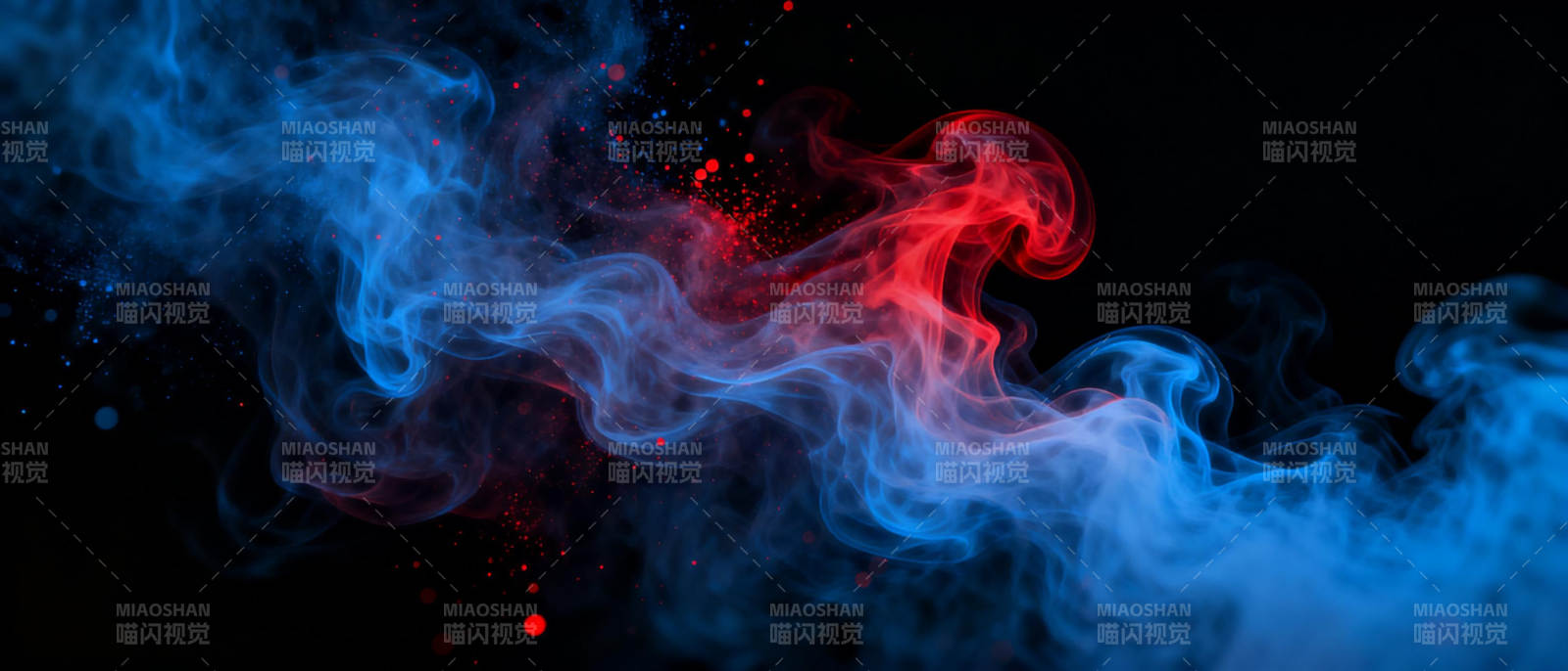 红蓝烟雾交织图片