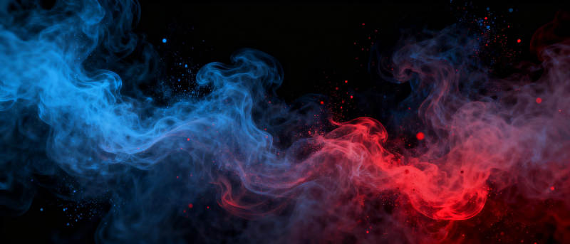 蓝红烟雾交织图片