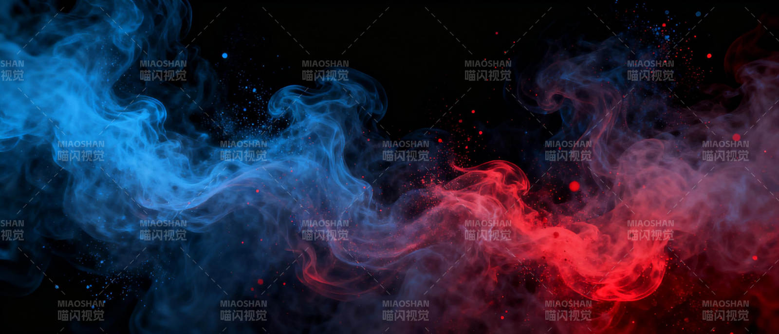 蓝红烟雾交织图片