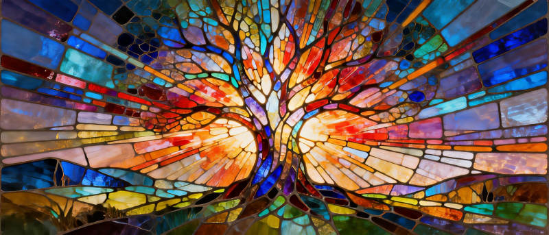 彩绘树光图片