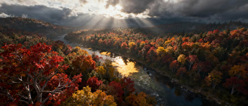 秋日溪谷风光图片