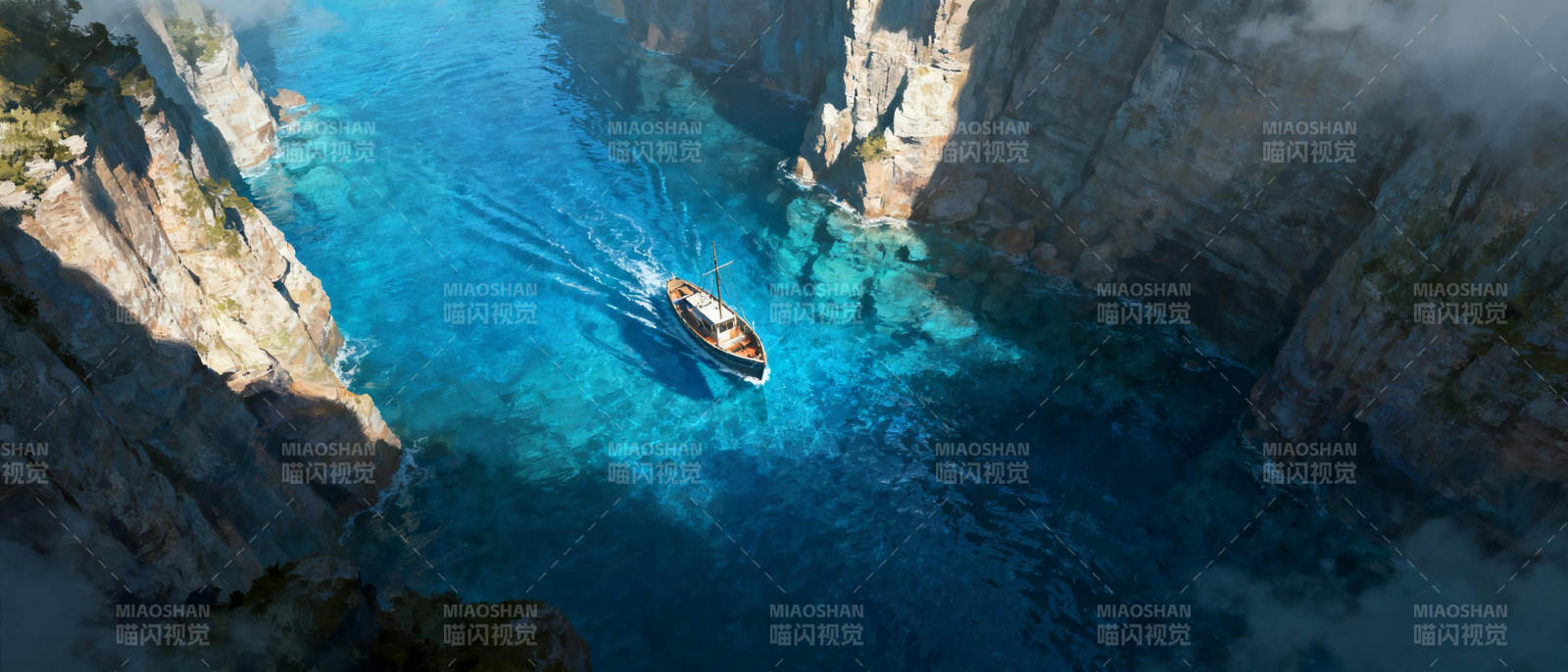 碧水峡谷行舟图片