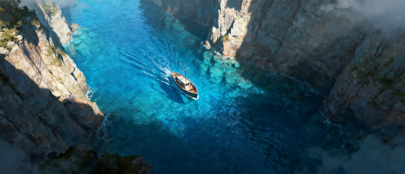 碧水峡谷行舟图片