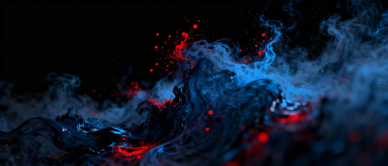 蓝红烟雾交织图片