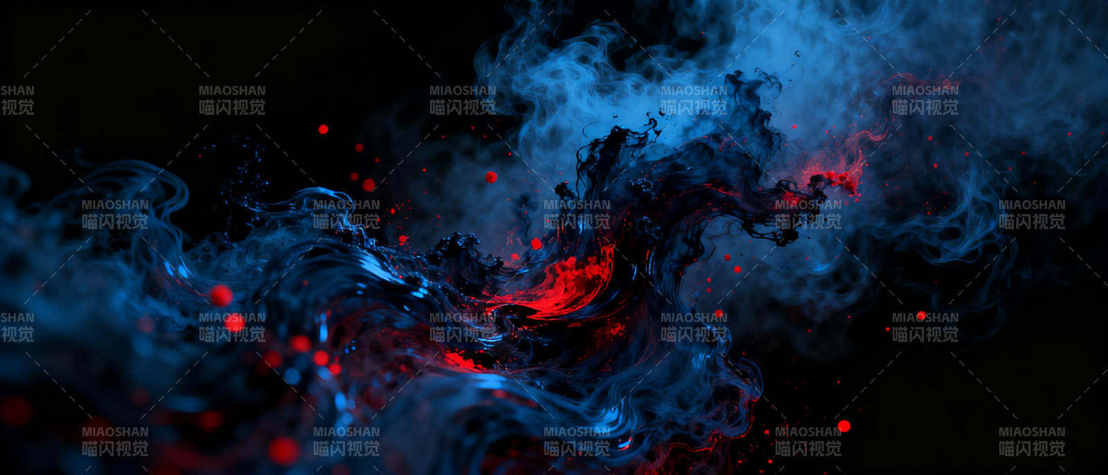 蓝红烟雾交织图片