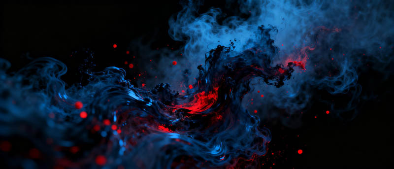 蓝红烟雾交织图片
