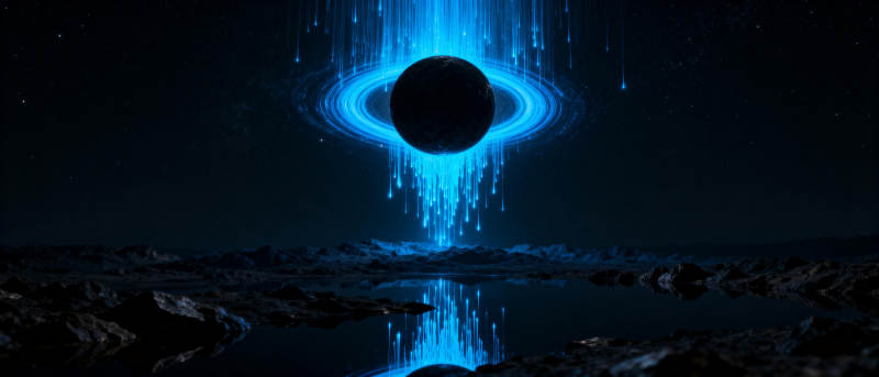 蓝环星球夜景图片