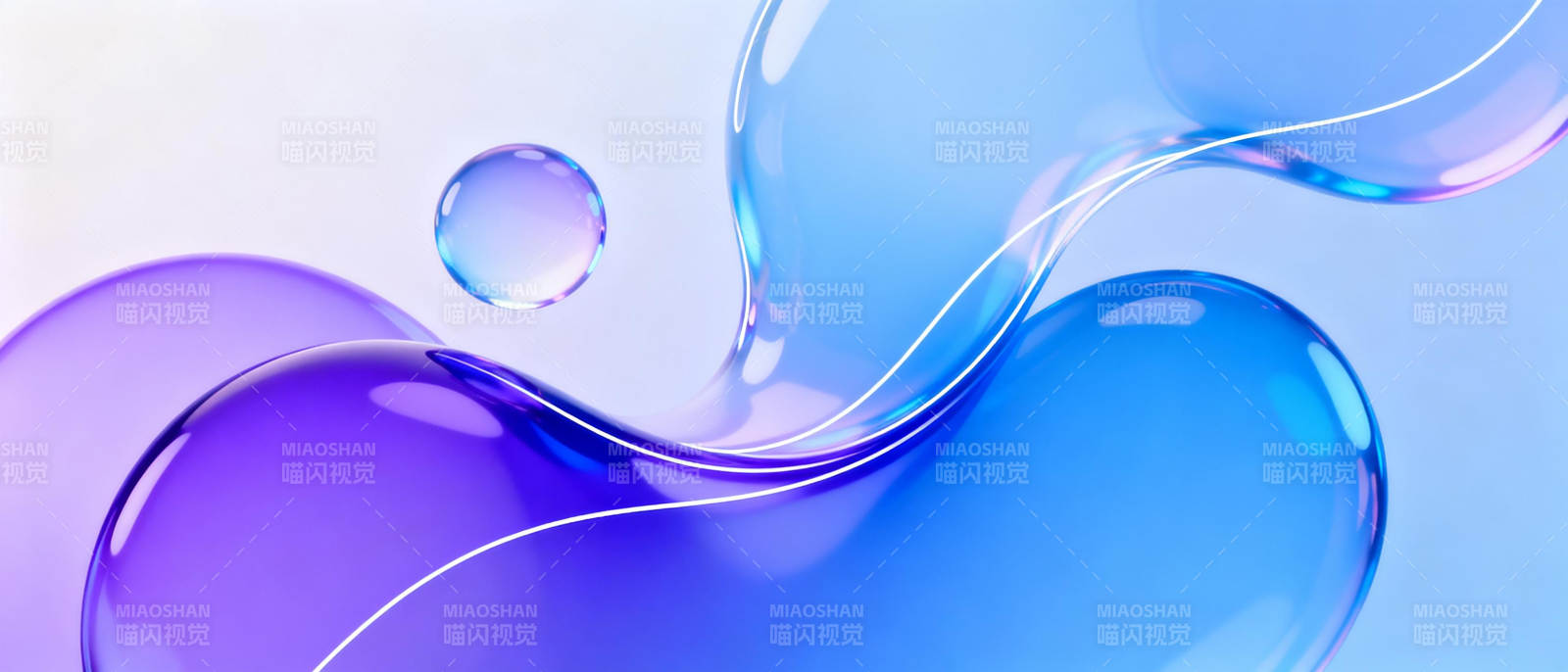 流动的蓝紫光波图片