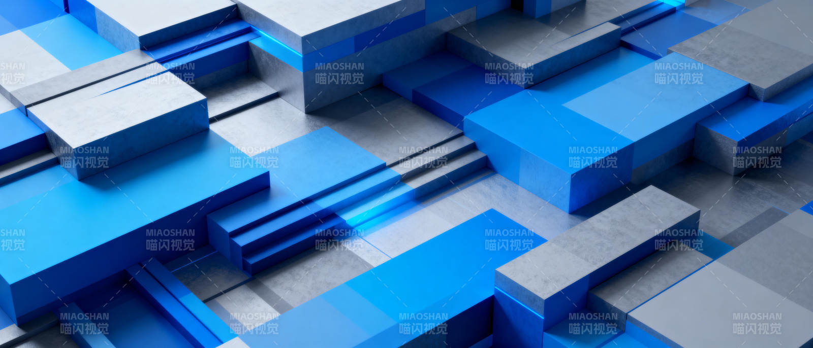 蓝色几何立方体图片