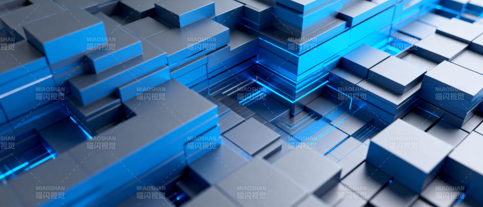 蓝色立方体科技感图片