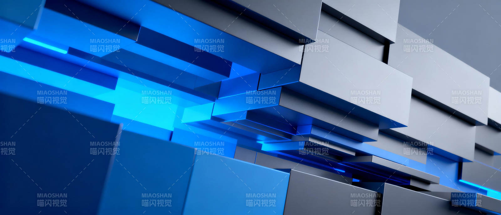 蓝色几何立方体图片