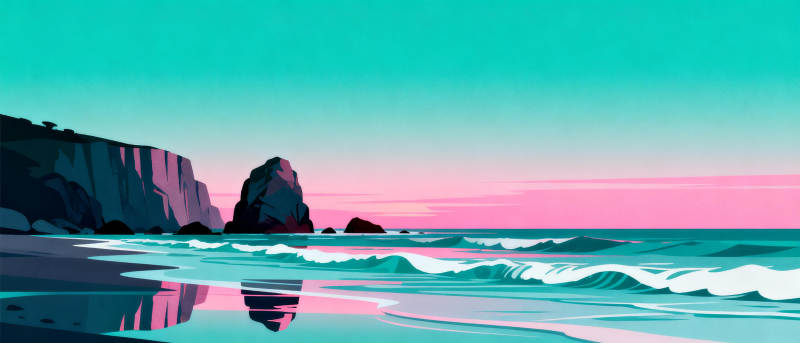 梦幻海岸日落图片