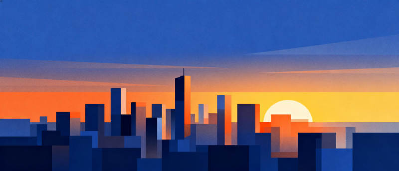 城市日落剪影图片