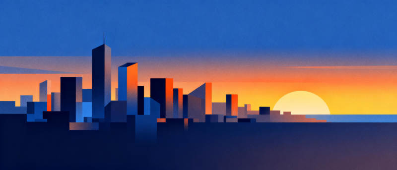 城市日落剪影图片