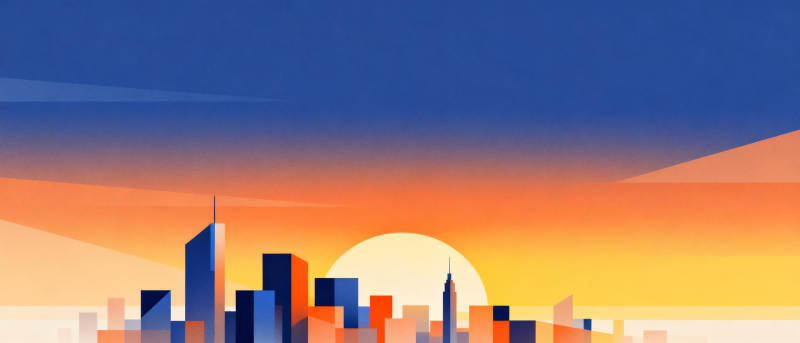 城市日落剪影图片