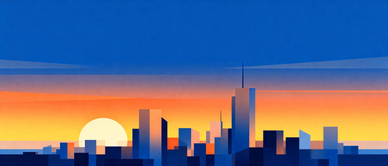 城市日落剪影图片