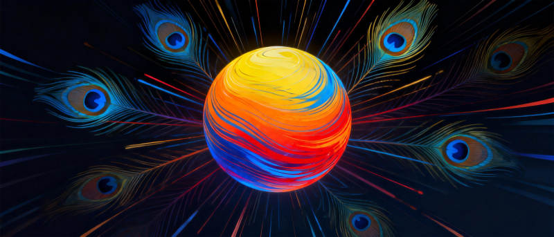 彩球与孔雀羽图片