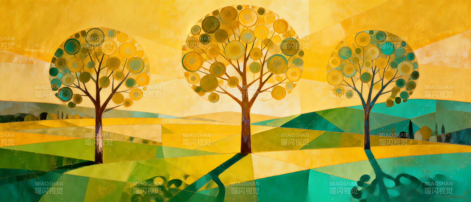 秋日三树图图片